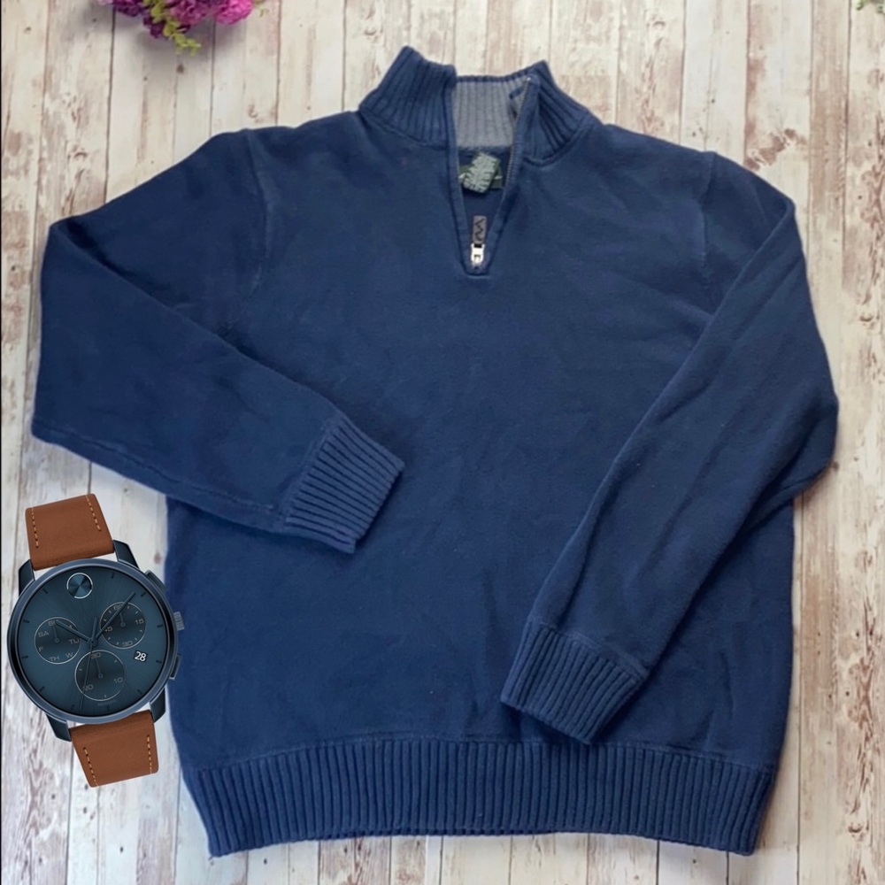 Vintage Eddie Bauer Blue 100% Cotton Long Sleeve Sweater Men's Size L - Picture 1 of 8